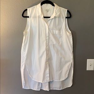 Madewell White Button Sleeveless Dress Tunic Sz M